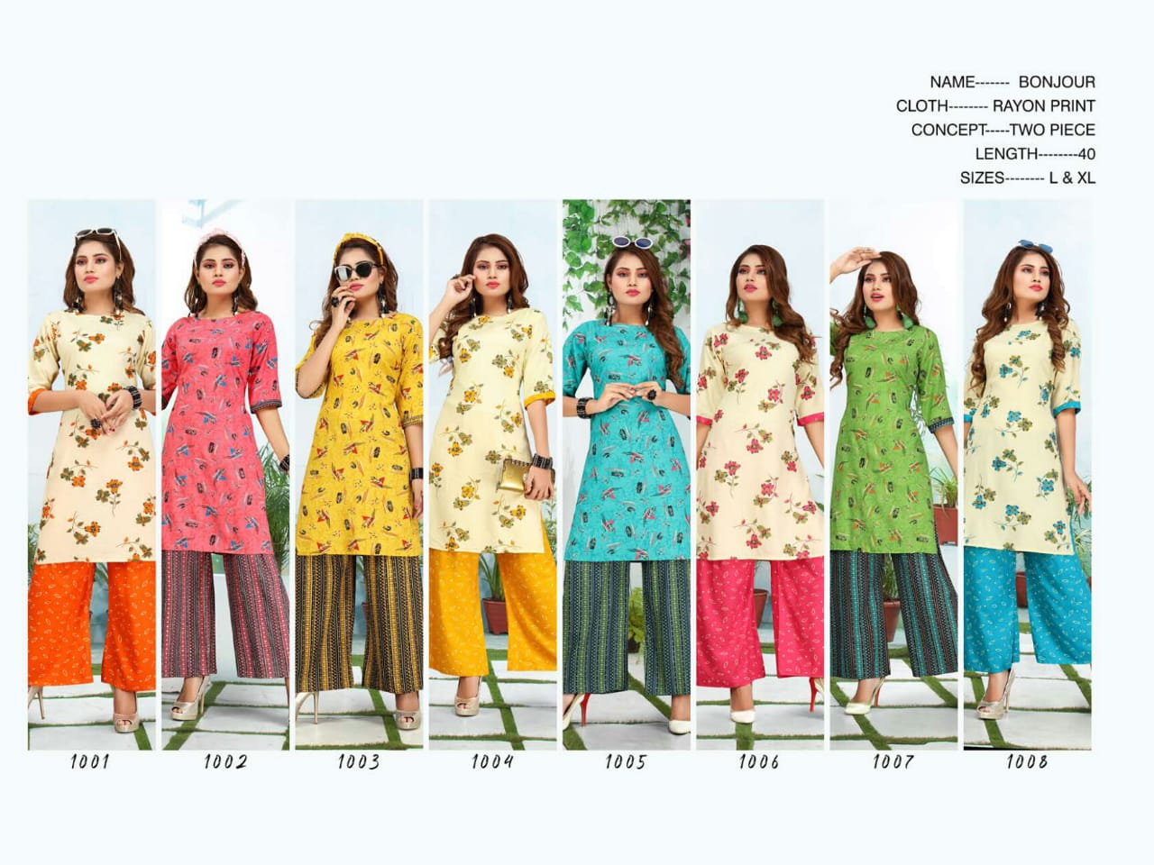 Ft Bonjour Latest Fancy Regular Wear Rayon Printed Kurti With Bottom Collection